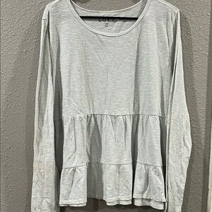 LOFT Blue and White Striped Top
